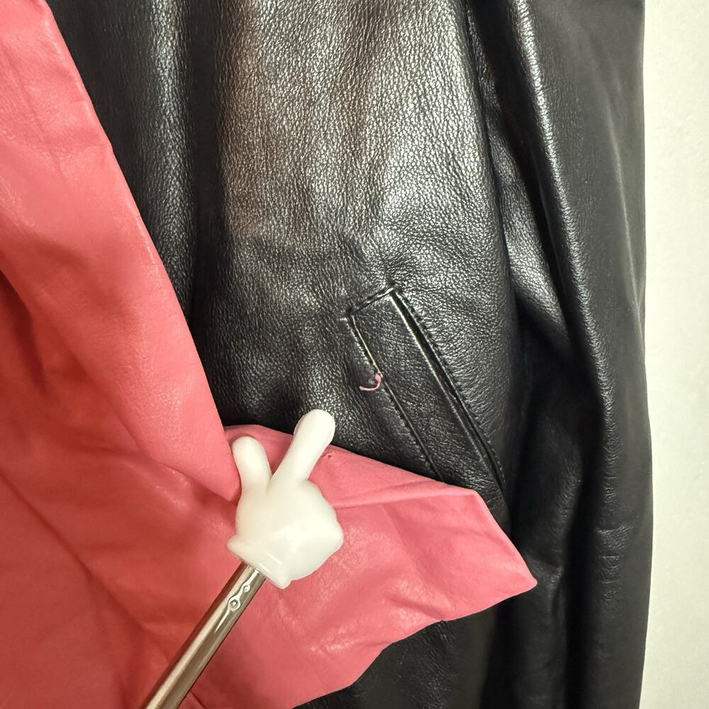 Gucci Black Leather Bomber Jacket Pink Bow Front Size 40 (4 US) - Picture 15 of 15
